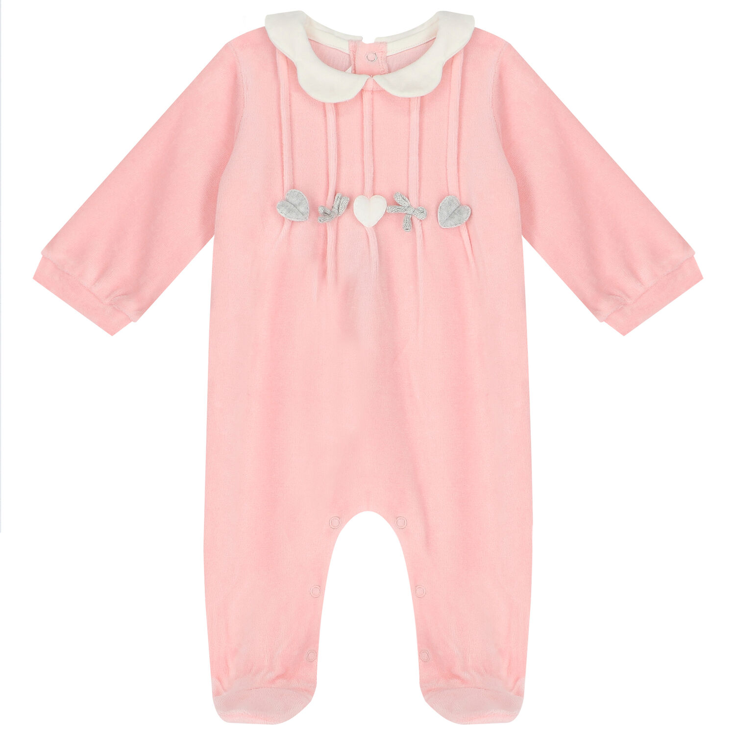Baby Girls Pink Velour Babygrows (2 Pack), 1, hi-res image number null